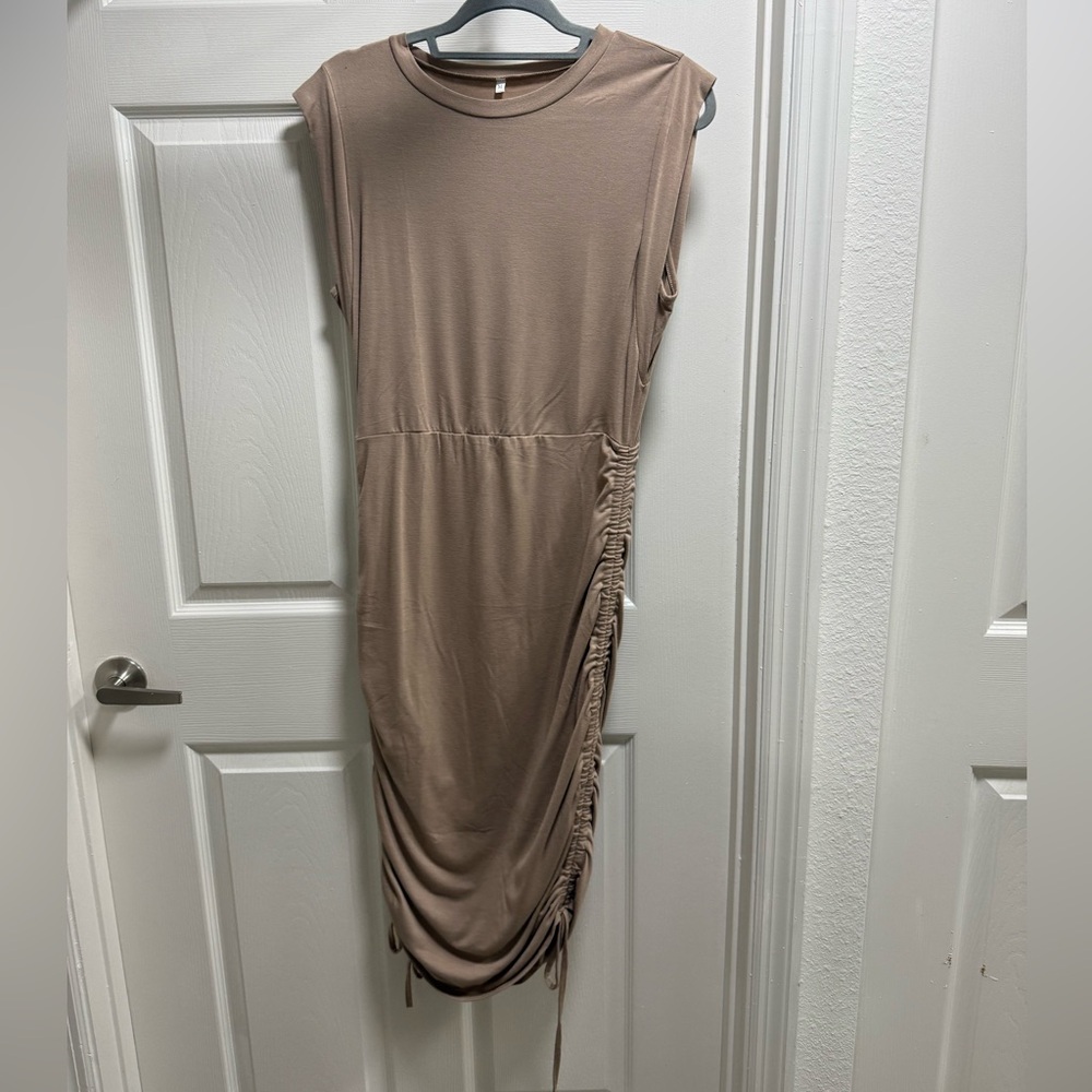 Taupe Ruched Side Maxi Tank Dress | Size M